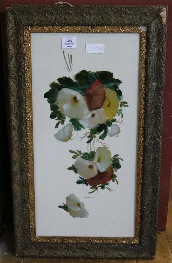 Pair of paintings of glass still life flowers(-)